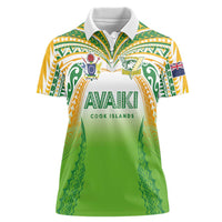 Custom Cook Islands Rugby League Women Polo Shirt Avaiki Tatau Tribal Motifs White Color - Polynesian Pride
