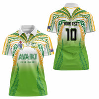 Custom Cook Islands Rugby League Women Polo Shirt Avaiki Tatau Tribal Motifs White Color - Polynesian Pride