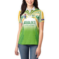 Custom Cook Islands Rugby League Women Polo Shirt Avaiki Tatau Tribal Motifs White Color - Polynesian Pride