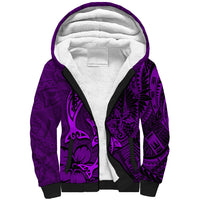 Polynesian Dolphin Valentine Day Sherpa Hoodie Hibiscus and Tribal Tattoo Purple Style LT03 Unisex Purple - Polynesian Pride