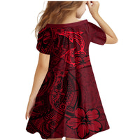 Polynesian Dolphin Valentine Day Family Matching Mermaid Dress and Hawaiian Shirt Hibiscus and Tribal Tattoo Red Style LT03 - Polynesian Pride
