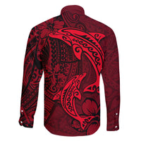 Polynesian Dolphin Valentine Day Family Matching Tank Maxi Dress and Hawaiian Shirt Hibiscus and Tribal Tattoo Red Style LT03 - Polynesian Pride