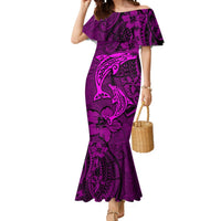 Polynesian Dolphin Valentine Day Mermaid Dress Hibiscus and Tribal Tattoo Pink Style LT03 Women Pink - Polynesian Pride