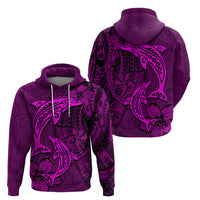 Polynesian Dolphin Valentine Day Zip Hoodie Hibiscus and Tribal Tattoo Pink Style LT03 - Polynesian Pride