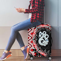 Red Taniko Motif Aotearoa Manaia and Silver Fern Luggage Cover