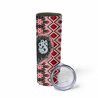 Red Taniko Motif Aotearoa Manaia and Silver Fern Skinny Tumbler