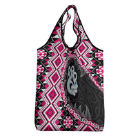 Pink Taniko Motif Aotearoa Manaia and Silver Fern Grocery Bag LT03 - Polynesian Pride