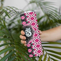 Pink Taniko Motif Aotearoa Manaia and Silver Fern Skinny Tumbler