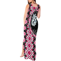 Pink Taniko Motif Aotearoa Manaia and Silver Fern Tank Maxi Dress