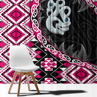 Pink Taniko Motif Aotearoa Manaia and Silver Fern Window Curtain