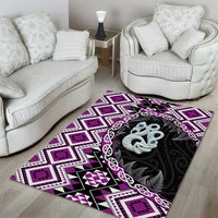 Purple Taniko Motif Aotearoa Manaia and Silver Fern Area Rug