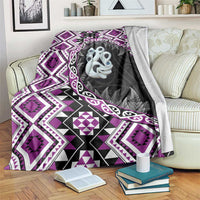 Purple Taniko Motif Aotearoa Manaia and Silver Fern Blanket