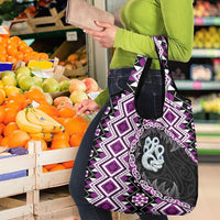 Purple Taniko Motif Aotearoa Manaia and Silver Fern Grocery Bag LT03 - Polynesian Pride