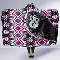 Purple Taniko Motif Aotearoa Manaia and Silver Fern Hooded Blanket