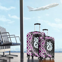 Purple Taniko Motif Aotearoa Manaia and Silver Fern Luggage Cover