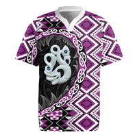 Purple Taniko Motif Aotearoa Manaia and Silver Fern Rugby Jersey