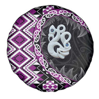 Purple Taniko Motif Aotearoa Manaia and Silver Fern Spare Tire Cover