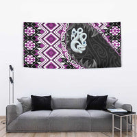 Purple Taniko Motif Aotearoa Manaia and Silver Fern Tapestry