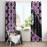 Purple Taniko Motif Aotearoa Manaia and Silver Fern Window Curtain
