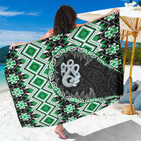 Green Taniko Motif Aotearoa Manaia and Silver Fern Sarong