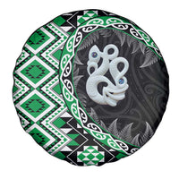 Green Taniko Motif Aotearoa Manaia and Silver Fern Spare Tire Cover