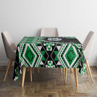 Green Taniko Motif Aotearoa Manaia and Silver Fern Tablecloth