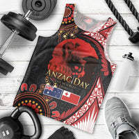 Tonga and Australia ANZAC Day Men Tank Top Aboriginal and Ngatu Art Pattern - Gallipoli Lest We Forget