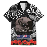 New Zealand and Cook Islands ANZAC Day Family Matching Off The Shoulder Long Sleeve Dress and Hawaiian Shirt Gallipoli Lest We Forget Tatau Art Tribal and Maori Tattoo with Fern