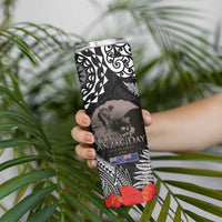 New Zealand and Cook Islands ANZAC Day Skinny Tumbler Gallipoli Lest We Forget Tatau Art Tribal and Maori Tattoo with Fern