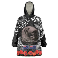 New Zealand and Cook Islands ANZAC Day Wearable Blanket Hoodie Gallipoli Lest We Forget Tatau Art Tribal and Maori Tattoo with Fern