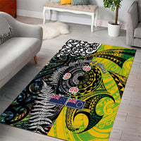New Zealand and Cook Islands Together Area Rug Tatau Art Tribal Pattern-Maori Tattoo with Fern and Paua Shell