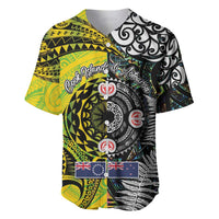 New Zealand and Cook Islands Together Baseball Jersey Tatau Art Tribal Pattern-Maori Tattoo with Fern and Paua Shell