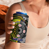 New Zealand and Cook Islands Together 4 in 1 Can Cooler Tumbler Tatau Art Tribal Pattern-Maori Tattoo with Fern and Paua Shell