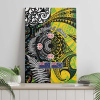 New Zealand and Cook Islands Together Canvas Wall Art Tatau Art Tribal Pattern-Maori Tattoo with Fern and Paua Shell