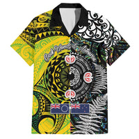 New Zealand and Cook Islands Together Hawaiian Shirt Tatau Art Tribal Pattern-Maori Tattoo with Fern and Paua Shell