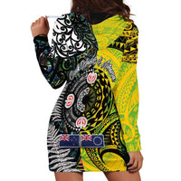 New Zealand and Cook Islands Together Hoodie Dress Tatau Art Tribal Pattern-Maori Tattoo with Fern and Paua Shell