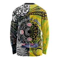 New Zealand and Cook Islands Together Long Sleeve Shirt Tatau Art Tribal Pattern-Maori Tattoo with Fern and Paua Shell