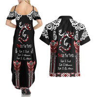 Aotearoa Toitu Te Tiriti-Maori Taniwha Couples Matching Summer Maxi Dress and Hawaiian Shirt Toitu Te Whenua Toitu Te Reo Maori