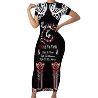 Aotearoa Toitu Te Tiriti-Maori Taniwha Family Matching Short Sleeve Bodycon Dress and Hawaiian Shirt Toitu Te Whenua Toitu Te Reo Maori