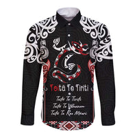 Aotearoa Toitu Te Tiriti-Maori Taniwha Long Sleeve Button Shirt Toitu Te Whenua Toitu Te Reo Maori