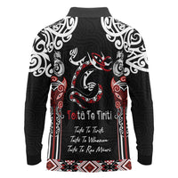 Aotearoa Toitu Te Tiriti-Maori Taniwha Long Sleeve Polo Shirt Toitu Te Whenua Toitu Te Reo Maori
