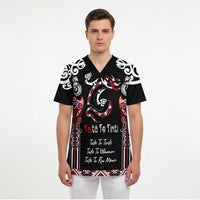 Aotearoa Toitu Te Tiriti-Maori Taniwha Scrub Top Toitu Te Whenua Toitu Te Reo Maori - Polynesian Pride