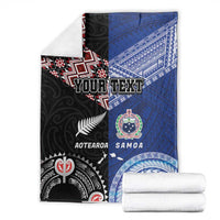 Personalised Aotearoa and Samoa Together Blanket Tatau Art Tattoos-Taniko and Tukutuku with Maori Pattern