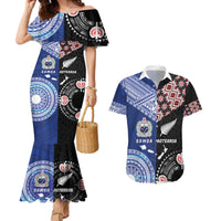 Personalised Aotearoa and Samoa Together Couples Matching Mermaid Dress and Hawaiian Shirt Tatau Art Tattoos-Taniko and Tukutuku with Maori Pattern