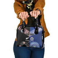 Personalised Aotearoa and Samoa Together Shoulder Handbag Tatau Art Tattoos-Taniko and Tukutuku with Maori Pattern LT03 One Size Black - Polynesian Pride