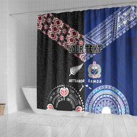 Personalised Aotearoa and Samoa Together Shower Curtain Tatau Art Tattoos-Taniko and Tukutuku with Maori Pattern LT03 - Polynesian Pride