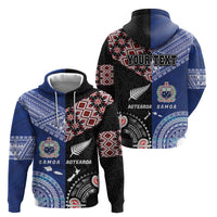 Personalised Aotearoa and Samoa Together Zip Hoodie Tatau Art Tattoos-Taniko and Tukutuku with Maori Pattern