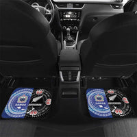 Custom Aotearoa and Samoa Rugby Car Mats Maori Warrior and Teuila Emblem-Tatau with Taniko Art