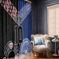 Custom Aotearoa and Samoa Rugby Window Curtain Maori Warrior and Teuila Emblem-Tatau with Taniko Art