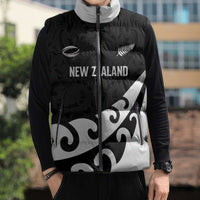 Custom NZ Rugby Sleeveless Puffer Jacket Koru and Silver Fern Sporty Style LT03 - Polynesian Pride